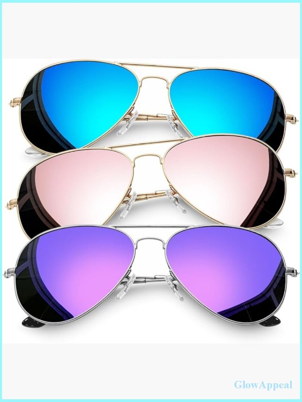 3 Pack Polarized Aviation Sunglasses Retro Teardrop Unisex